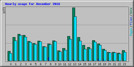 Hourly usage for December 2016